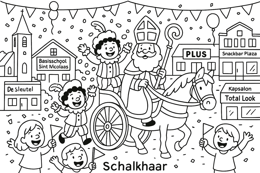 Voorbeeld van de Sinterpieter-kleurplaat